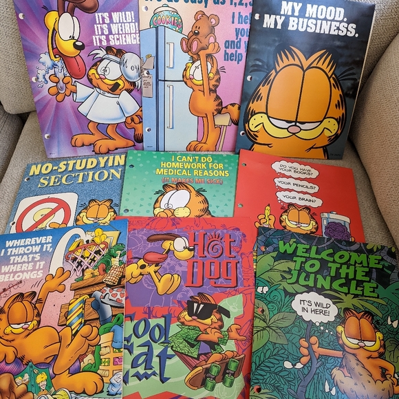 Garfield Binder and folders 90s comic school supplies - Picture 8 of 8